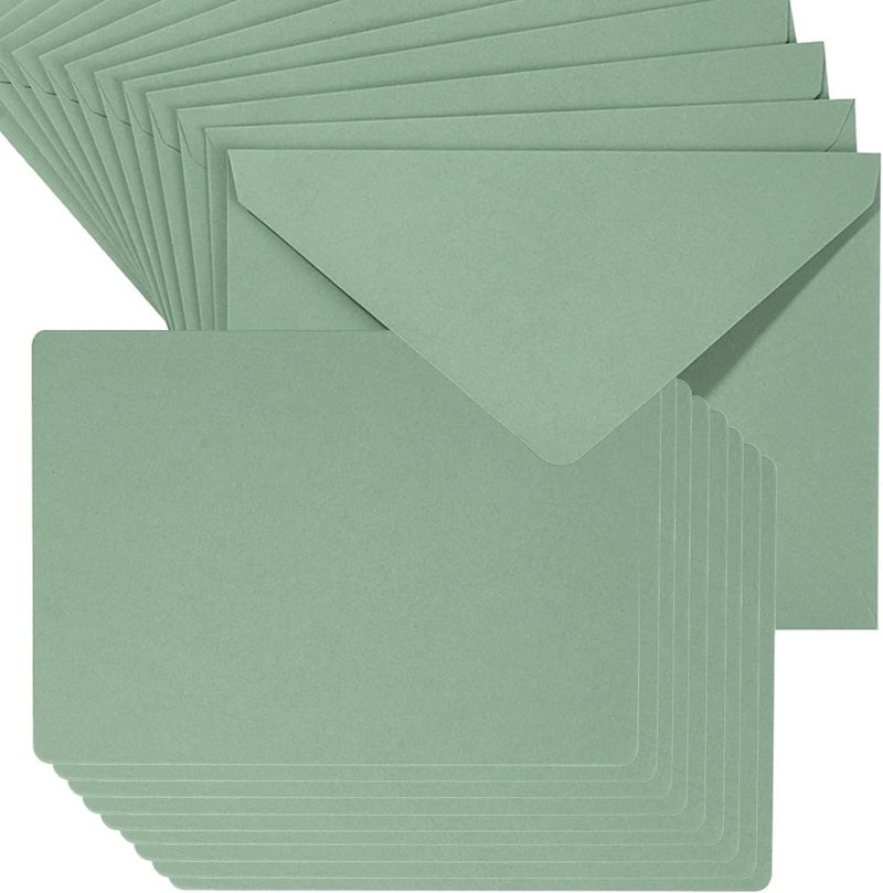 Wishop A7 Colorful Envelopes and Blank Cards 24 Pieces A7 Envelopes and 24 Pieces 5x7 Colorful Flat Cards for Weddings, Invitations, Birthday, Baby Shower (Sage Green) - Image 1